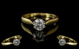 Ladies 18ct Gold Attractive Single Stone Diamond Set Ring.