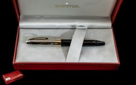 Sheaffer Legacy Fountain Pen, Black Barrel, Silver And Gilt Cap, 18ct Gold Nib,