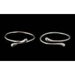 Two Solid Silver Bangles with stylised snake design, fully hallmarked for 925. Silver weight 37.