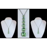 Art Deco Period Silver Stone Paste Set - Necklace Drop ( Graduated ) Excellent Design.