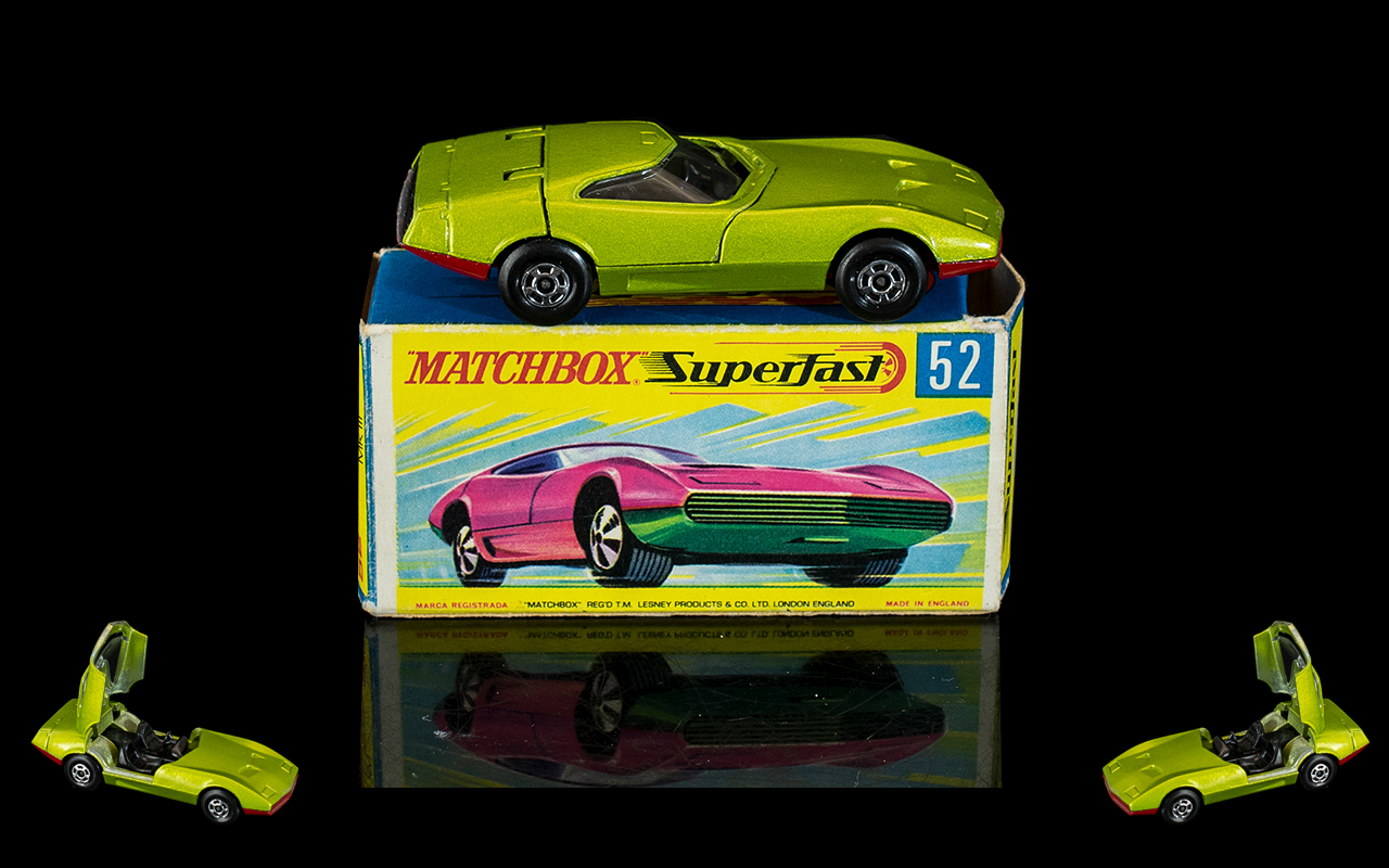 Matchbox Lesney Super fast 52 - Dodge Charger MK111 Diecast Model Car, Lime Green Colour way.