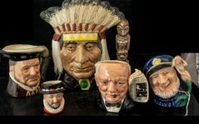 A Collection of Royal Doulton Character Jugs to include Doulton and Co North American Indian D6611,