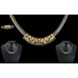 A Superb 18ct Gold and Silver Necklace of Superior Make and Design. Marked 18ct & 925.