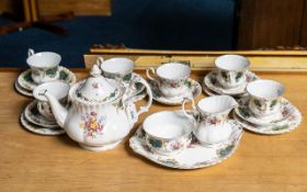 Royal Albert 'Berkeley' Tea Set, comprising tea pot, milk jug, sugar bowl, six cups,