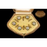 1930's Art Deco Period Excellent Quality 18ct Gold and Enamel Set Gentleman's Set of Studs.
