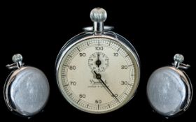 German - Hanhart Early Steel Cased Stopwatch. Marked Hanhart, Anker 11, Steine.