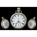 Kays Universal Lever Sterling Silver Key-less Open Faced Pocket Watch. Full English Hallmark.