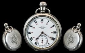 Kays Universal Lever Sterling Silver Key-less Open Faced Pocket Watch. Full English Hallmark.