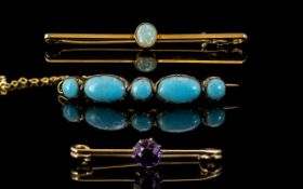 A Trio of Antique 15ct & 9ct Gold Stone Set Brooches.