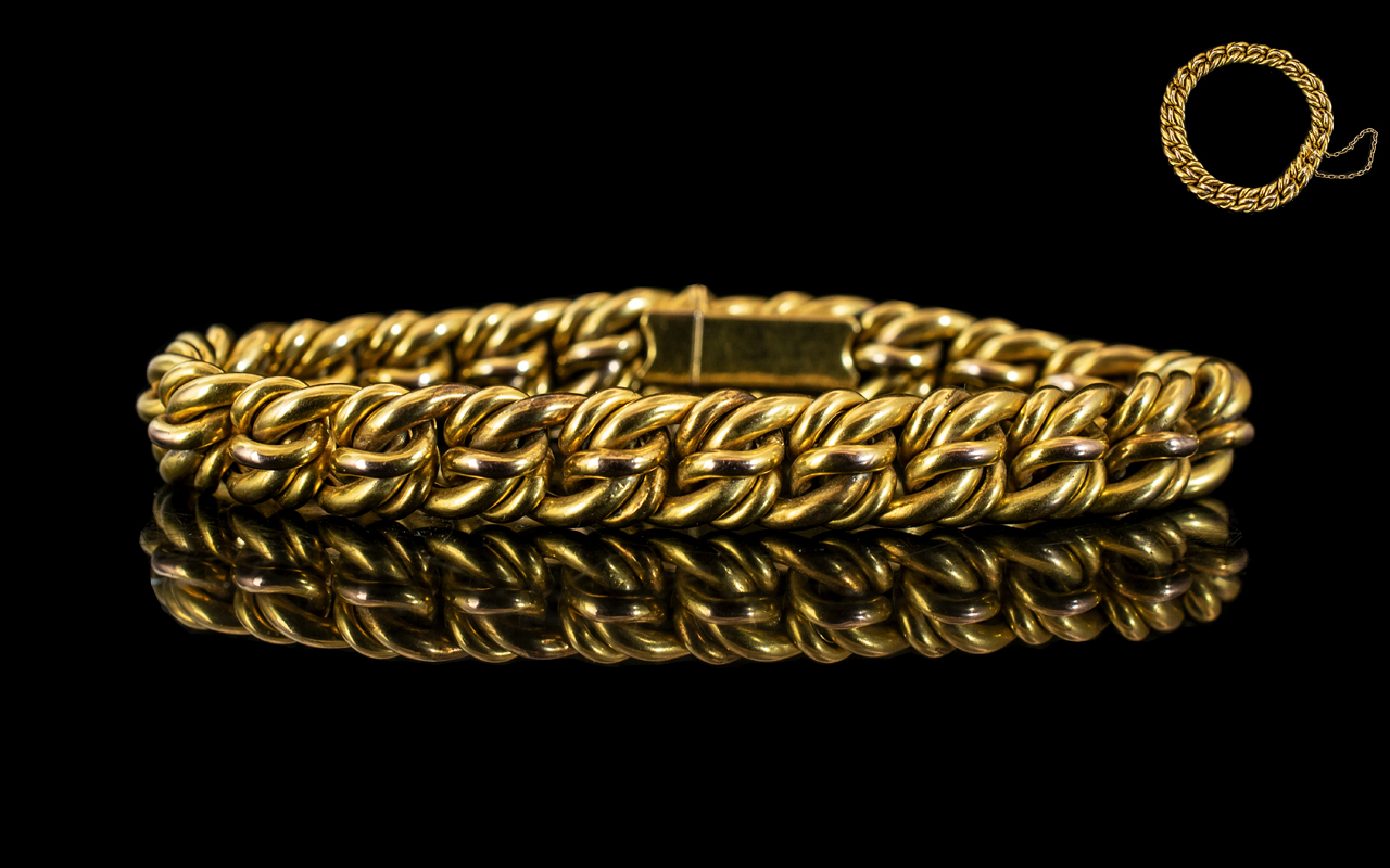 Antique Period - Wonderful Coloured 9ct Gold Ornate Weave Bracelet,