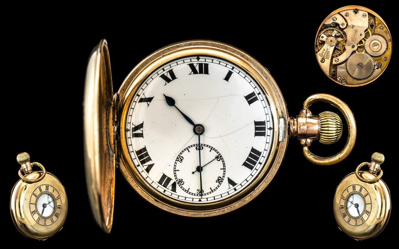 Bernex - Gold Plated / Filled Swiss Made Demi-Hunter Pocket Watch, Guaranteed to Wear 10 Years.