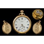 American Watch Co Waltham 10ct Gold - Keyless Filled Open Faced Pocket Watch, Movement Signed.