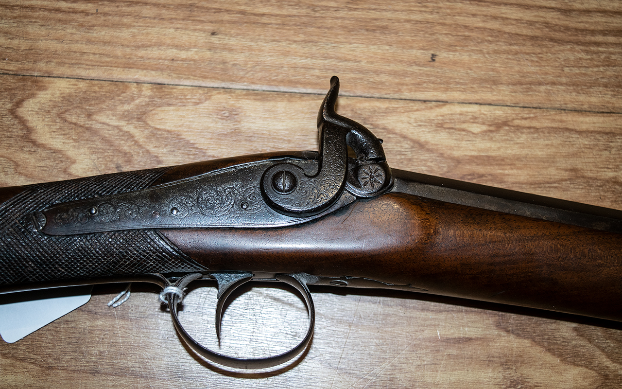 A 19th Century Percussion Riffle with walnut stock, appears unmarked. Overall length 51 inches. - Image 2 of 5