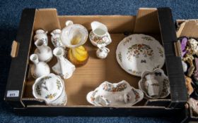 Aynsley 'Cottage Garden' Collection, comprising two jugs, a plate, lidded pot, vases, bowls, etc.