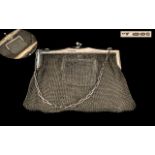 Edwardian Period - Ladies Unusual and Superb Quality Sterling Silver Mesh Purse / Bag,