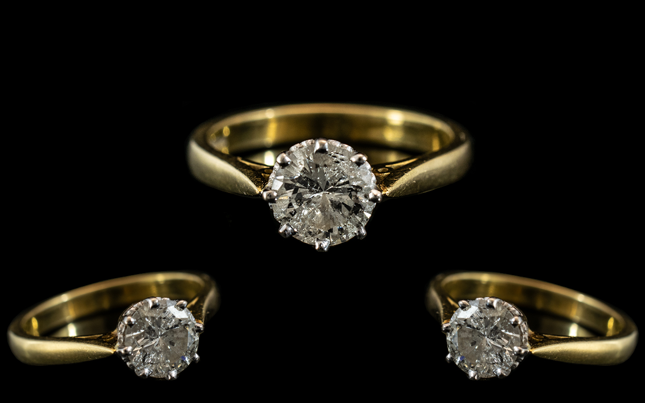 18ct Gold Diamond Ring, 1.16 ct single stone, round brilliant cut diamond ring, claw setting.