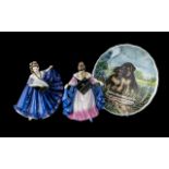 Two Royal Doulton Figurines from the Pretty Ladies Series, Sara HN 4720 and Elaine HN 4718.
