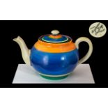 Clarice Cliff ' Concentric Rings' Lidded Teapot. Approx Size - 3.3/4 Inches High.
