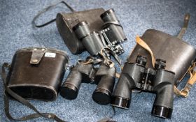 Three Pairs of Binoculars, comprising Tento Russian x 50, Prinz x 50 and one other pair,