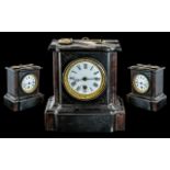 A Slate Mantle Clock, white enamel dial with Roman numerals, height 8" x 8" wide.