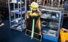 Star War Interest - Video Store Shop Display of Yoda, cardboard stand, height including sabre 58".