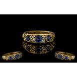 Antique Period - Attractive 18ct Gold Diamond and Sapphire Set Dress Ring.