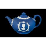 Wedgwood Original Portland Blue Jasper Tea Pot, early manufacture,