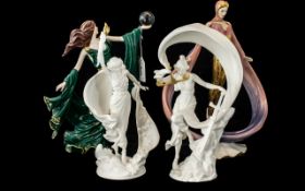 Four Franklin Mint Figurines, comprising 'Daybreak in Gold', 11" tall, 'Fortune' 10" tall,