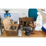 Collection of Vintage Metal & Wooden Items, comprising a wooden letter rack,