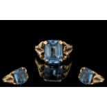 Ladies 18ct Gold Superb Quality Single Stone Aquamarine Set Dress Ring.