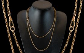 Antique Period Diamond Cut 9ct Gold Filled / Plated Long Chain with Excellent Clasp. Weight 20.