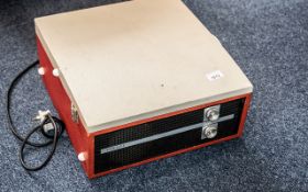 Fidelity Portable 1960's Record Player, plug in, red and cream carry case. Measures 15" x 17".