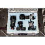 Photography Interest - Boxed Camera Equipment, comprising a Canon A-1 camera, lenses, flash,