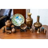 Collection of Cloisonne, including vases, ginger jars, miniatures, etc. Tallest vase 10".