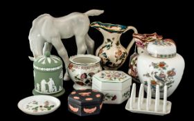 Mixed Collection of Porcelain, including two Mason's Ironstone jugs, 'Java' and 'Mandalay Red',