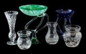 Small Collection of Coloured & Edinburgh Crystal Glass Items, comprising a Cello hand made jade