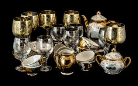 A Bavaria Gilt Teaset comprising teapot, 12 saucers, 11 cups, milk and sugar.