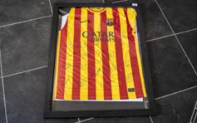 Football Barcelona Interest Framed Football Shirt Signed by Members of Barcelona Squad with