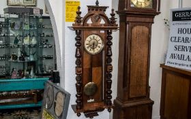 Vienna Wall Clock, with glazed front and sides, cream chapter dial with Roman numerals,