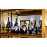 Collection of Coloured Venetian Glass, comprising an 18" tall Blue and Gilt Venetian Glass Decanter,