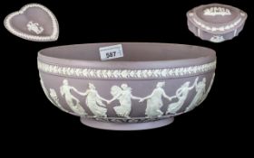 Wedgwood Lilac Jasper Ware, three pieces comprising a large Sacrifice bowl,