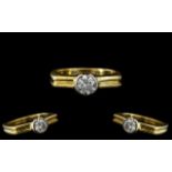 18ct Gold Superb Quality Single Stone Diamond Ring, Modern Setting.