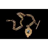 Antique Period Excellent Quality 9ct Rose Gold Ornate Albert Watch Chain with attached T-bar and