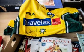 Australian Ashes Cricket Tour Signed Shirt, autographed by Adam Gilchrist, Travelex sponsors.