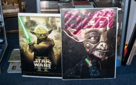 Star Wars Interest - A Pair of Posters, both of Yoda, one with holographic effect.