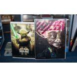 Star Wars Interest - A Pair of Posters, both of Yoda, one with holographic effect.