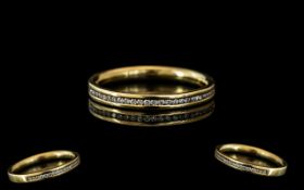 18ct Gold Diamond Band Set With Round Modern Brilliant Cut Diamonds Fully Hallmarked. Ring Size N.