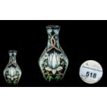 Moorcroft Dark Blue Bud Vase, Moorcroft 'Tribute to William Morris' pattern vase,