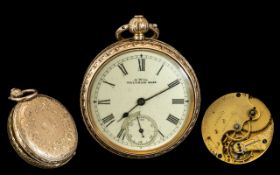 American Watch Co Waltham Ladies Key-wind 14ct Gold Filled Open Faced Pocket Watch.