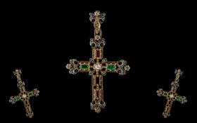 Victorian Period 1837 - 1901 9ct Gold Cross and Chain, Ornate Open-worked Design.